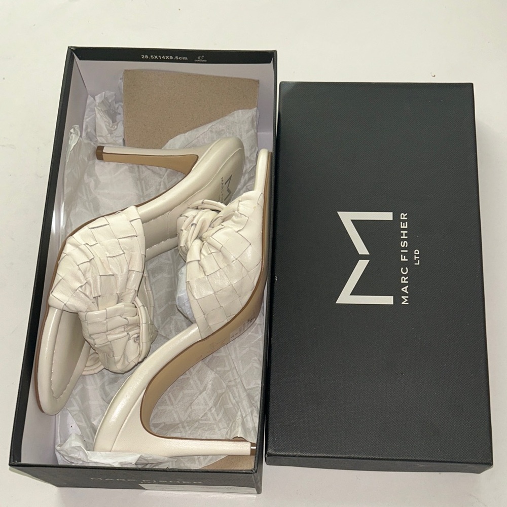 Marc Fisher Ivory Woven Heels